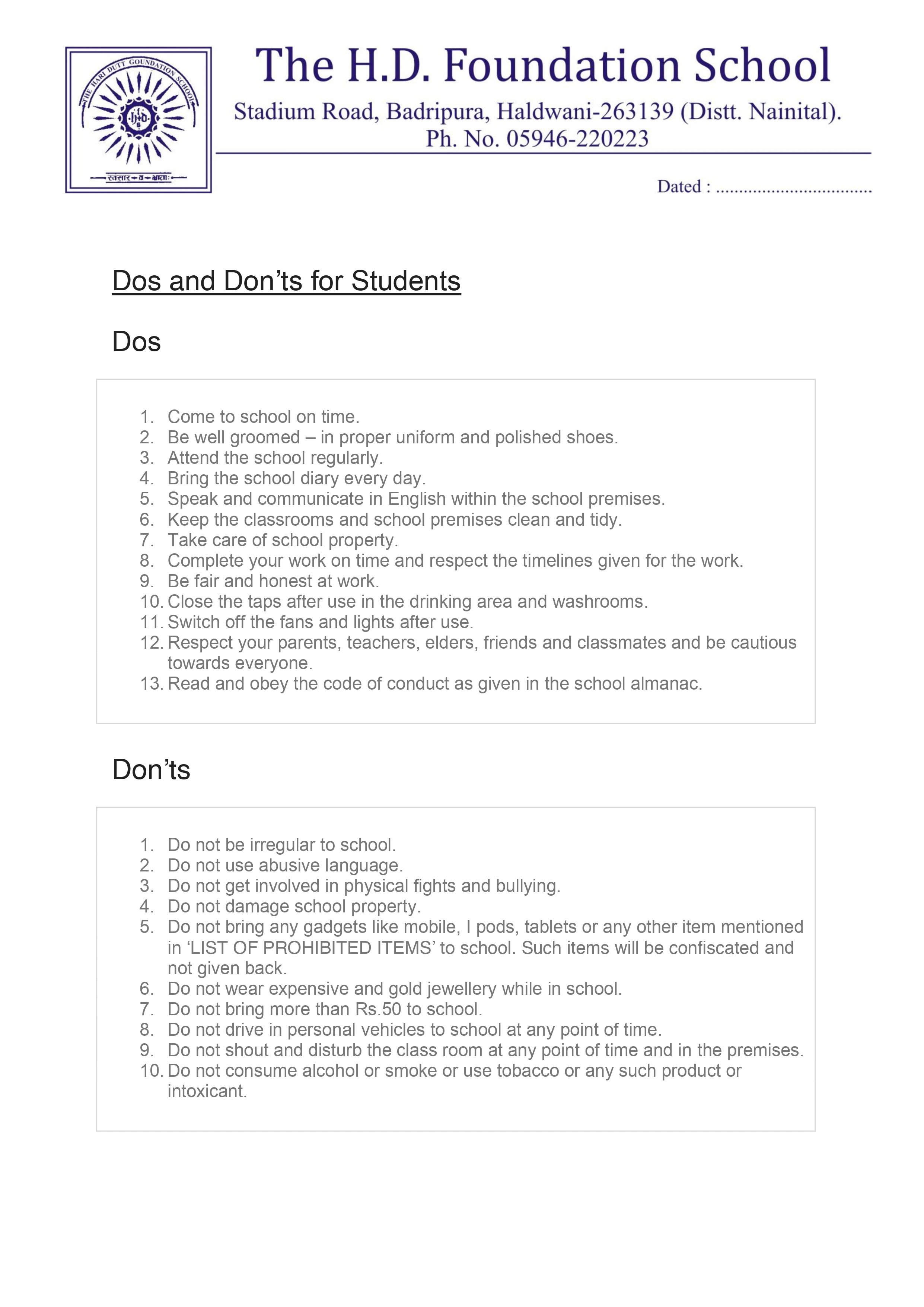 HD Foundation School Brochure